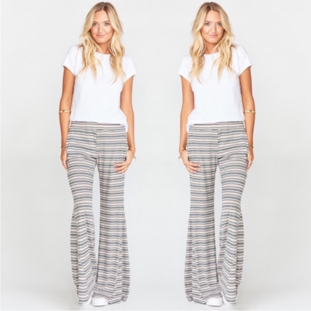 Show me your mumu flare gray striped pants long tall sz M